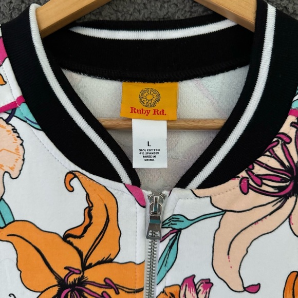 Ruby Rd Floral Zip up Cotton Jacket, Size L, Good Condition - Picture 4 of 6